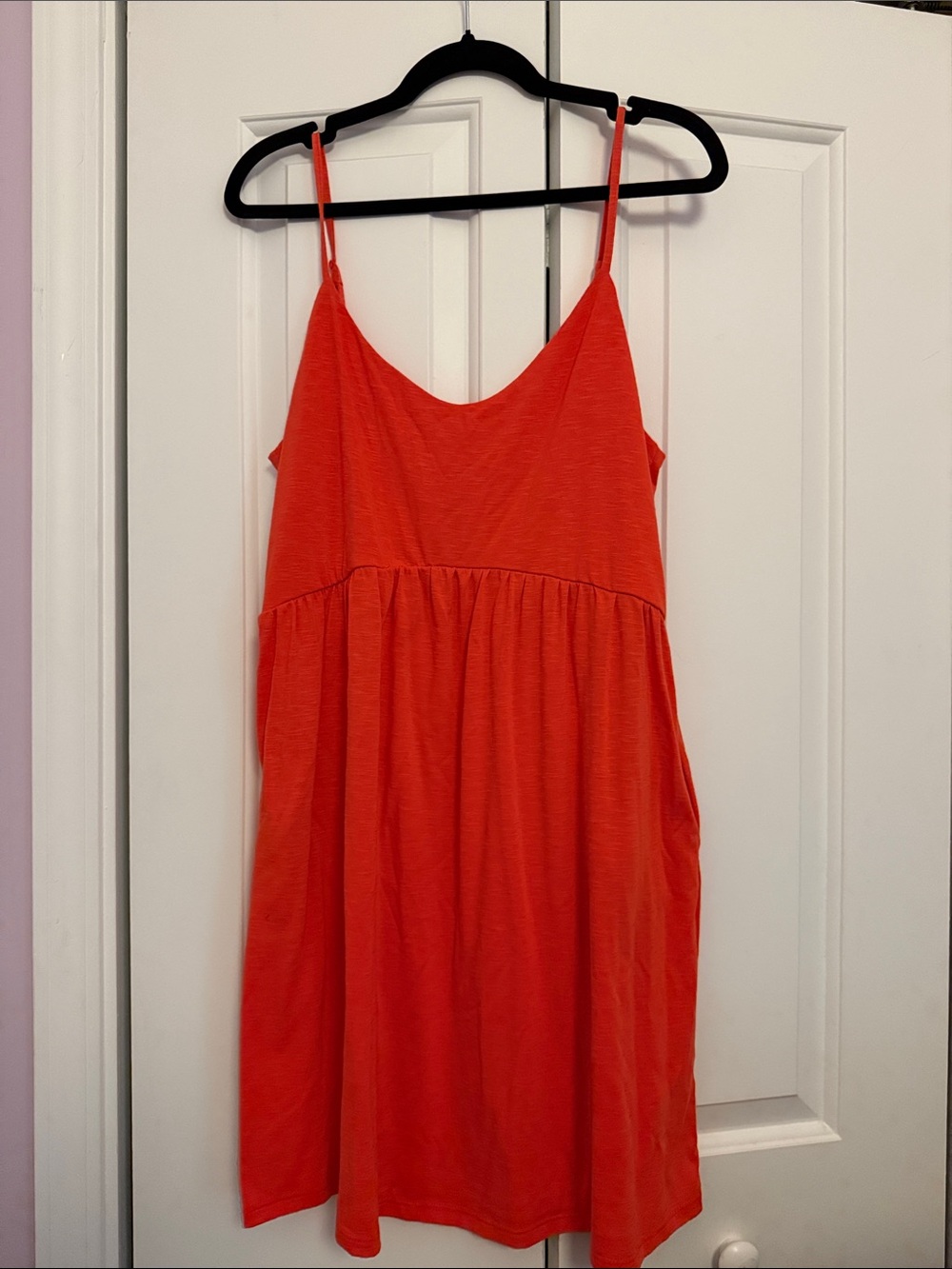 Old Navy Vibrant Orange Sundress with Pockets and Adjustable Straps